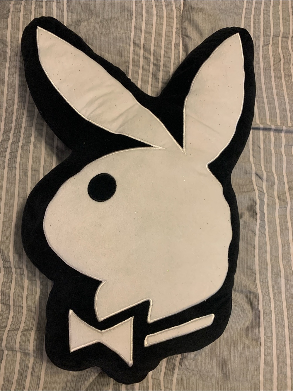 PLAYBOY Black and White Bunny accent pillow